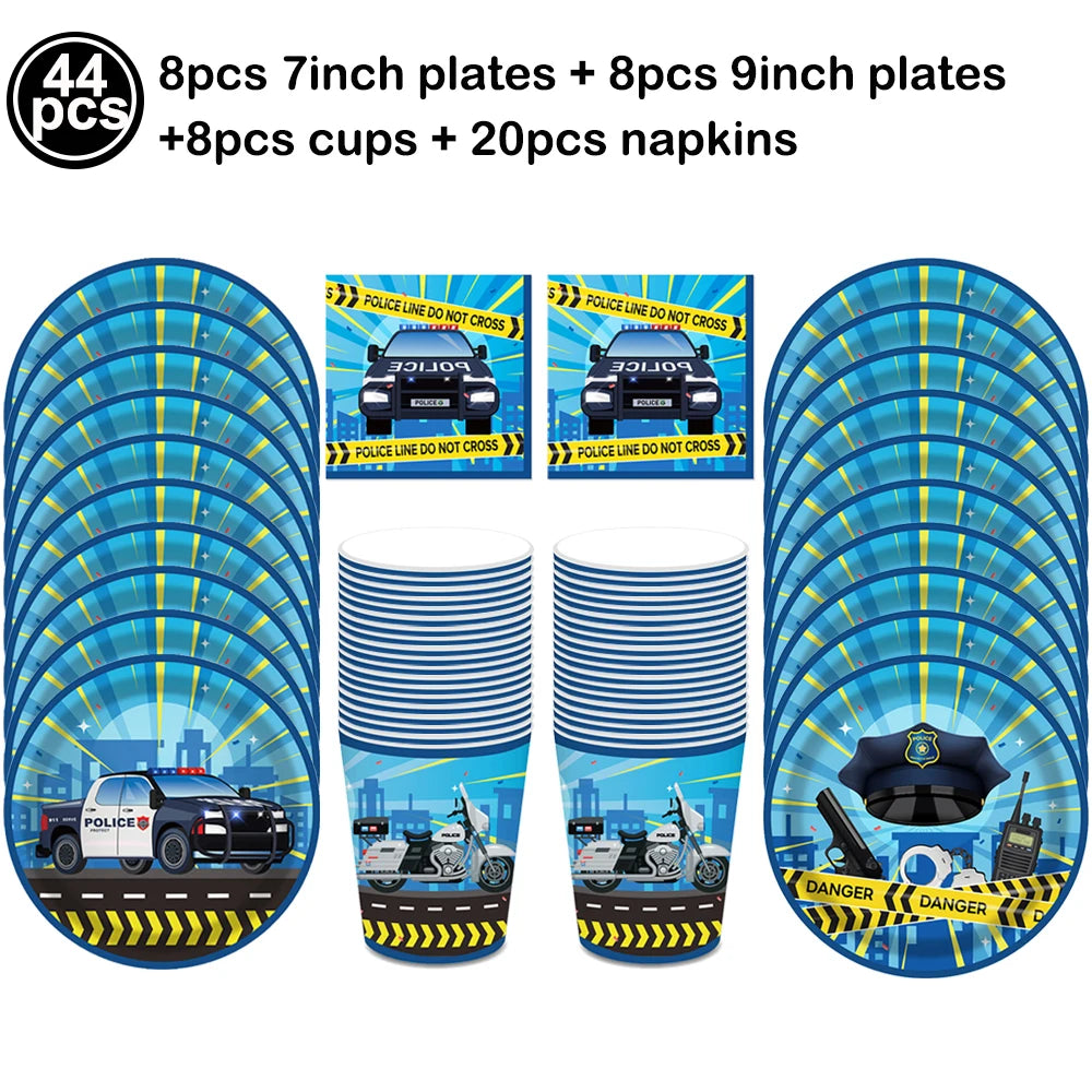 Police Party Plates Napkins Police Birthday Party Tableware Set Police Officer Car Party Decorations Favors Police Theme Party