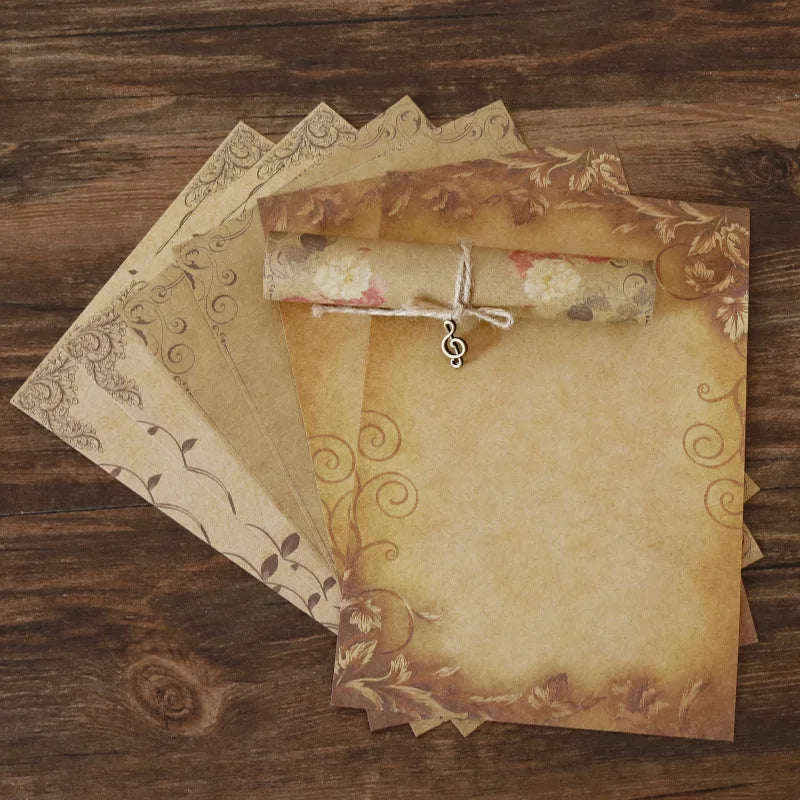 Retro Vintage Kraft Envelope Letter Pad Set Old Europe Style Love Letter Invitation Envelopes Writing Paper With Rope