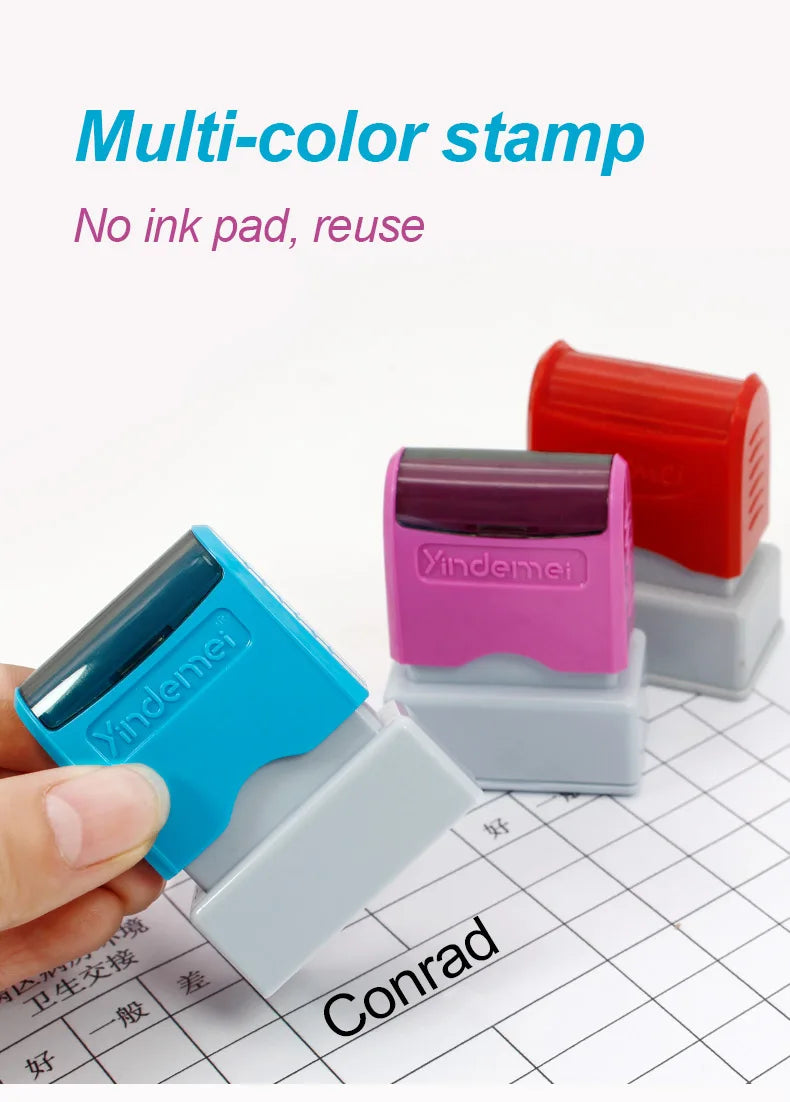 Custom Teacher Name Ink Stamp Signature Calligraphy Selfing-Inking Personalized Letter Stamp For School Student Child