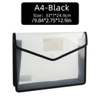 1Pcs Transparent A4 Waterproof File Folder with Press Button Plastic Document Bag for Data Storage Office Supplies