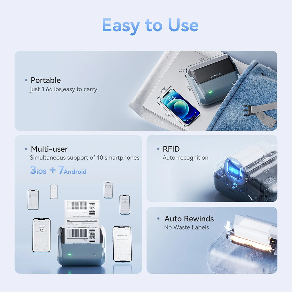 Niimbot B4 Thermal Label Printer Large Size 20-110mmm Print Width Label Sitcker Machine Shipping Label Business Office Use
