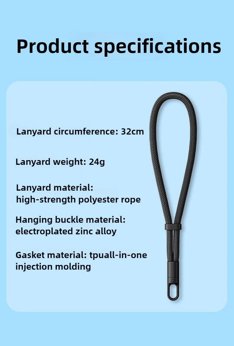 1pc Universal Adjustable Mobile Phone Lanyard Short Wrist Strap with Self-locking Anti-drop Design Durable Polyester Phone Strap