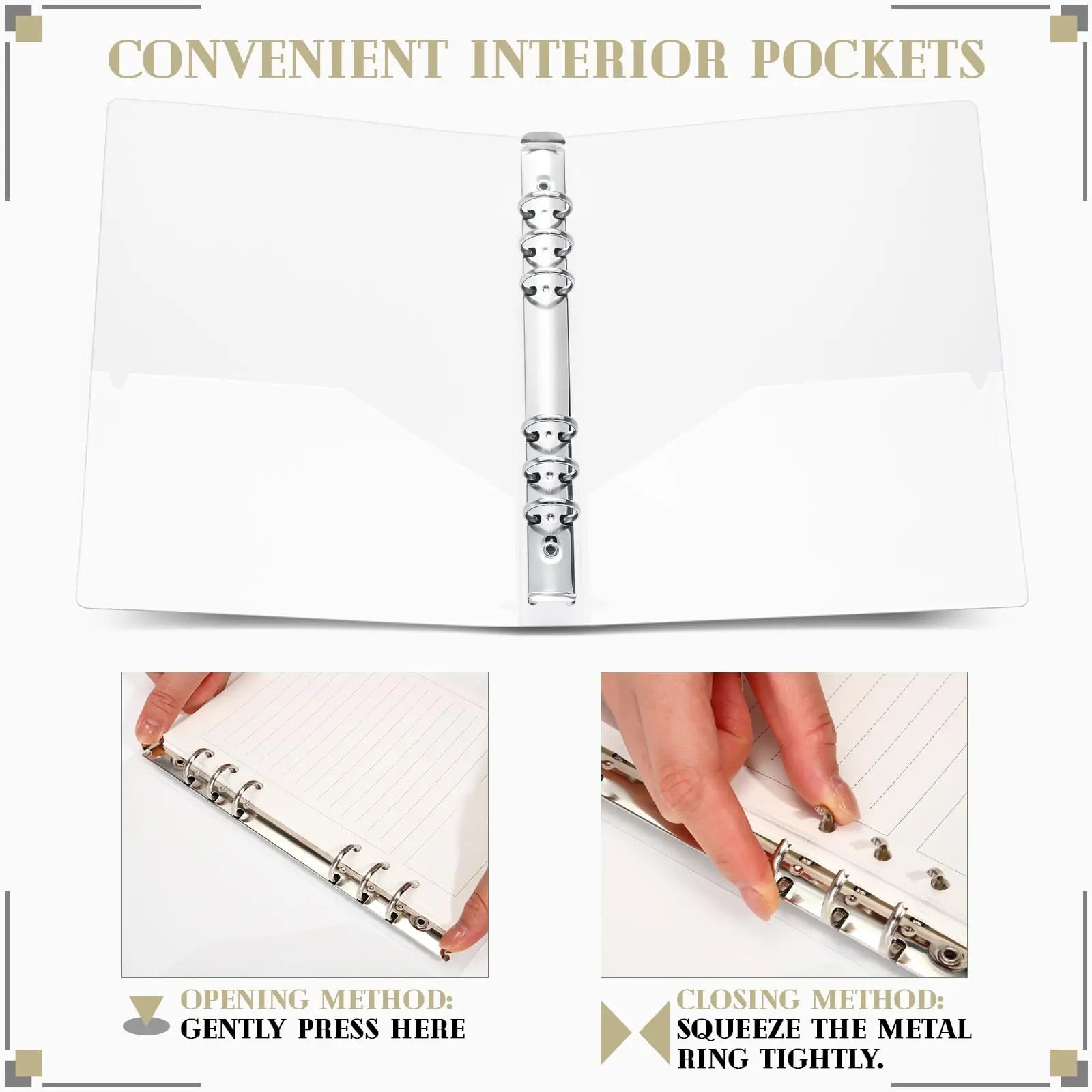 175-Page Capacity Ringed Binder, Clasp Closure Plastic Organizer Binder for Office, School, Home Supplies - PP Material