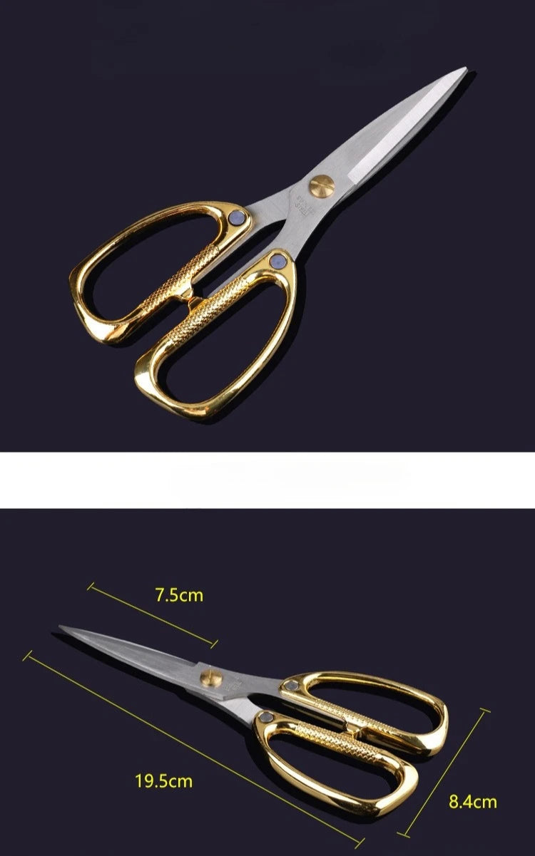 Multi-Purpose Diamond Pattern Stainless Steel Household Scissors Alloy Handle Powerful Shears for Home Craft Office Use