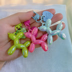 DIY Candy Color Sweet Resin Balloon Dog Keychain For Women Girls Animal Shaped Phone Chain Key Buckle Accessories Bag Pendant
