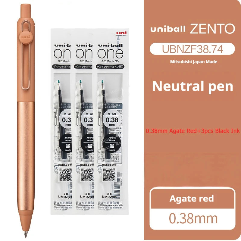 Japanese uni-ball ZENTO Gel Ink Pen Limited Flow Model Metal Push Ultra-Smooth Writing 0.38/0.5mm Signing for Students Business