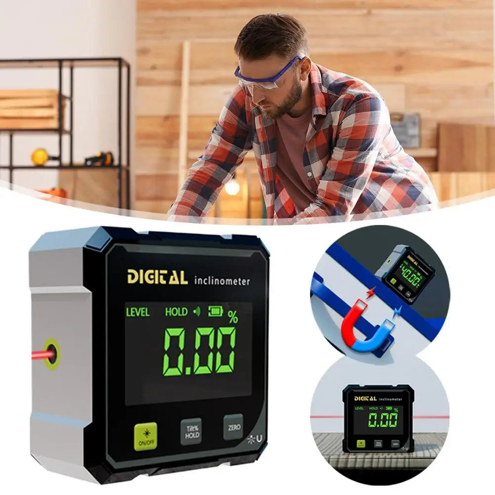 Digital Level Angle Finder Box 360 Degree Measurement Professional Protractor Inclinometer Dual Magnetic Electronic Level Gauge
