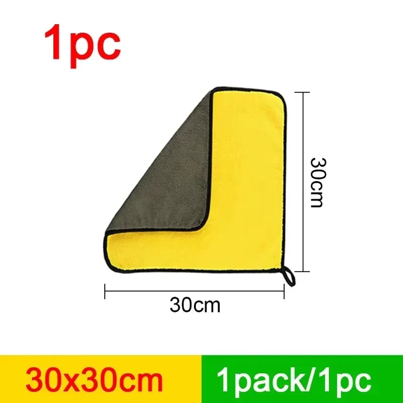 Car Microfiber Cleaning Towels Thicken Double Layer Soft Drying Cloth Towel Car Care Detailing Towel Wash Rags