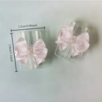 2Pcs Lovely Pink Bow Silicone Charger Cable Protector Sleeve Cable Holder Clip Anti-break Transparent Cord Cover Wrap