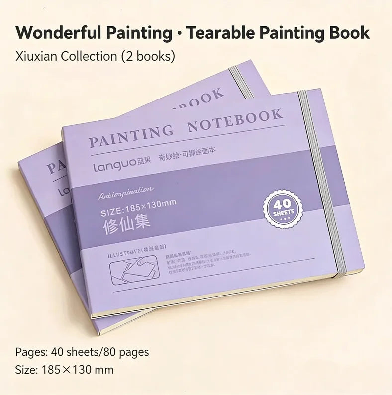 40sheet Tearable Drawing Notebook Sketchbook Handbook 250gsm Paper Mini Book for Watercolor Acrylic Marker Pen Gouache