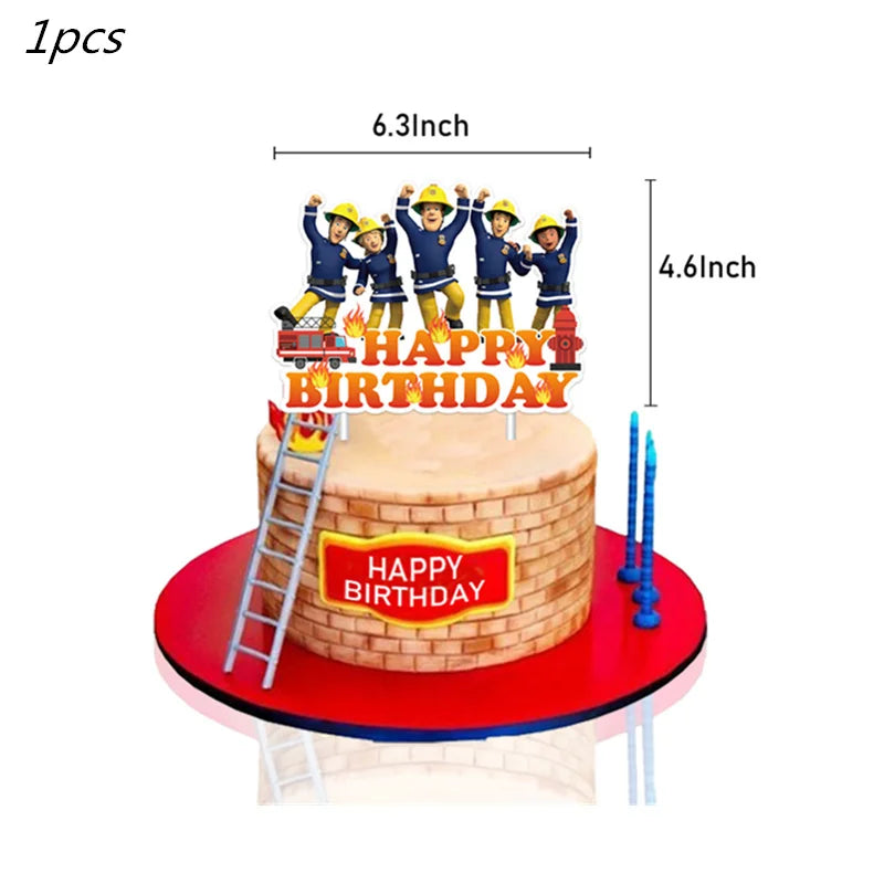 108*180cm Fireman Sam Party Supplies Disposable Tablecloth Firefighter Plastic Table Cover Fire Truck Birthday Decoration