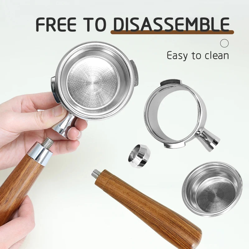 Coffee Portafilter 58mm Bottomless Filter Holder For Gaggia Classic Solid Wood Handle Barista Tools Espresso Machine Accessories