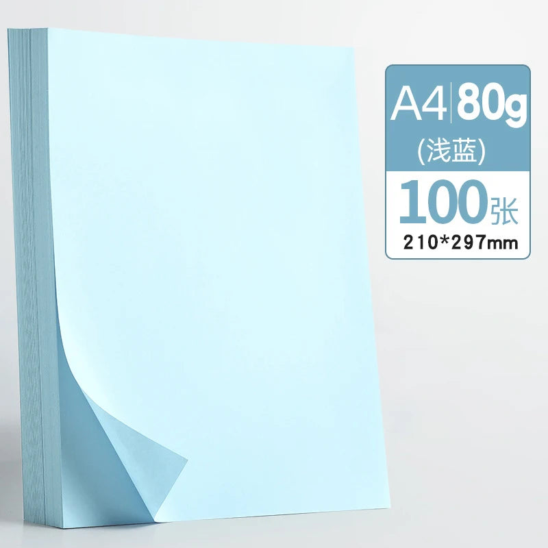 100 Pieces of 80g Draft Paper A4 Copy Paper White Pink Green Blue Red Printer Paper Office Paper Practice Paper for Student