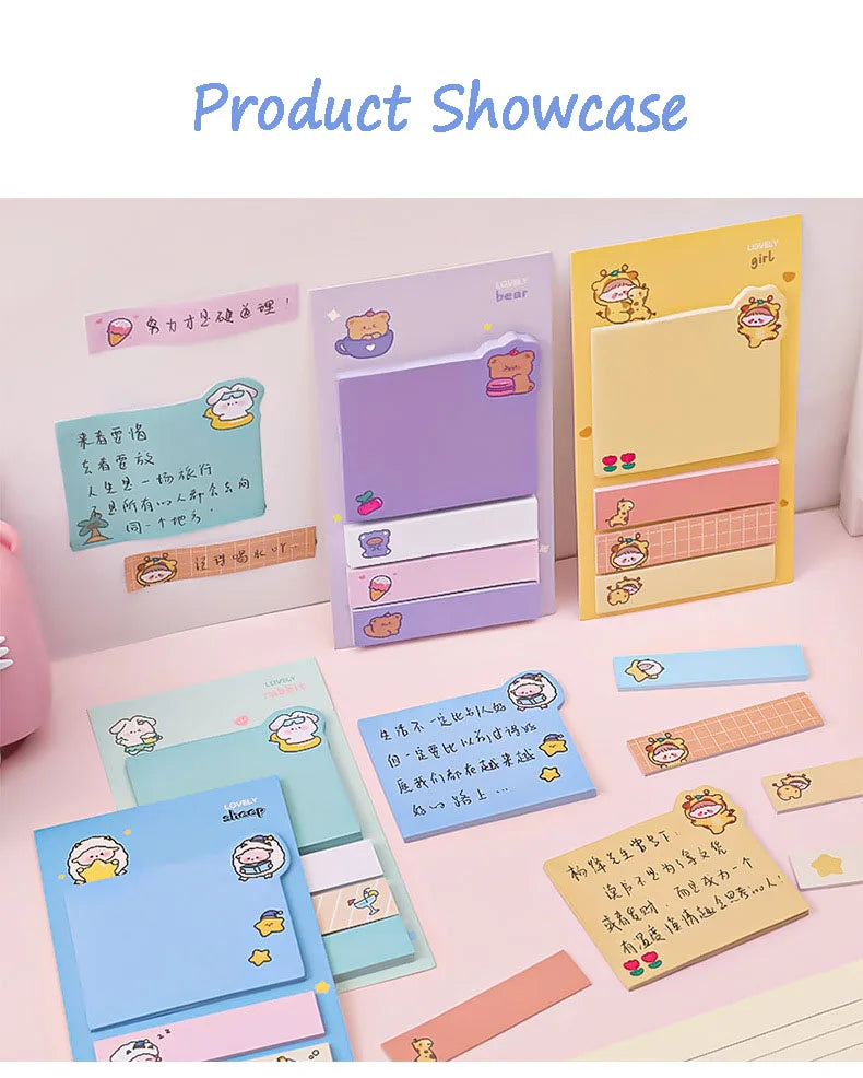 Cartoon Sticky Notes kawaii Cute Memo Pad Portable Index Label Stickers Notes School Stationery Supplies