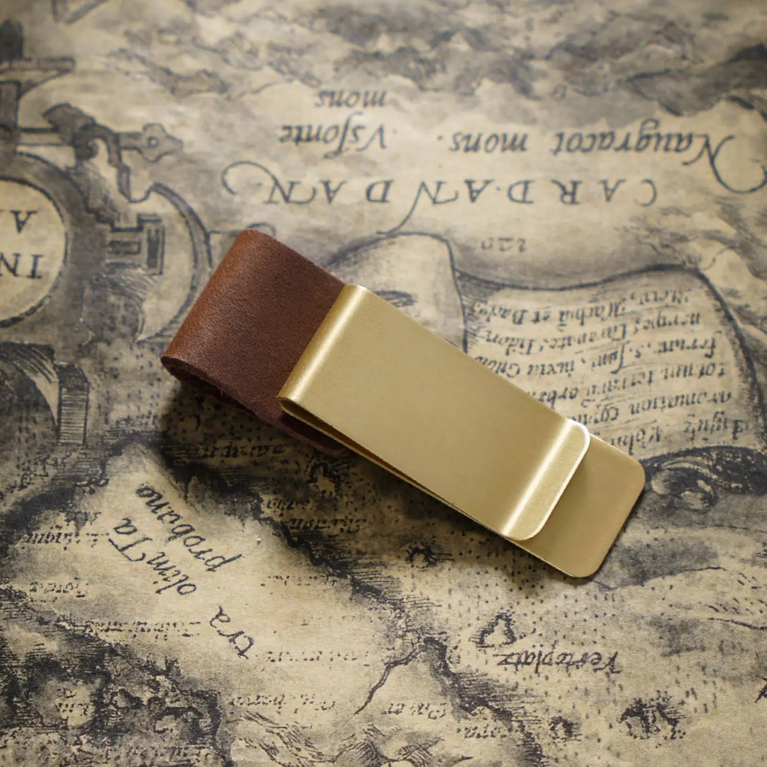 Brass Leather Pen Clip Stainless Steel Cowhide for Traveler's Notebook - Genunine Leather & Metal Notebook Accessory