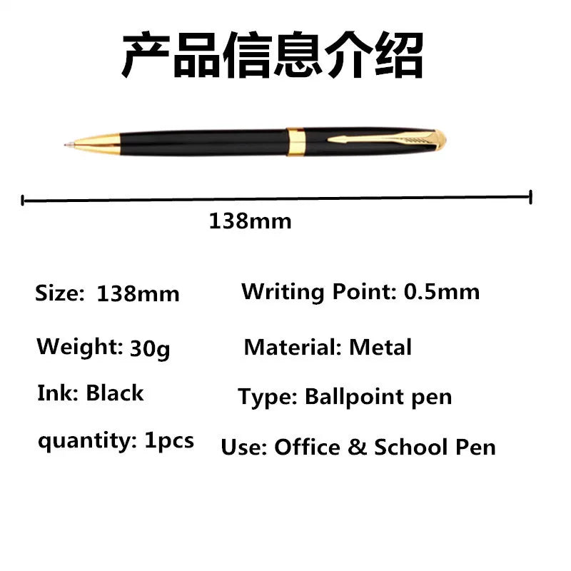 Luxury high quality 388 Black for stainless steel Business office school supplies Ballpoint Pen Golden Clip New
