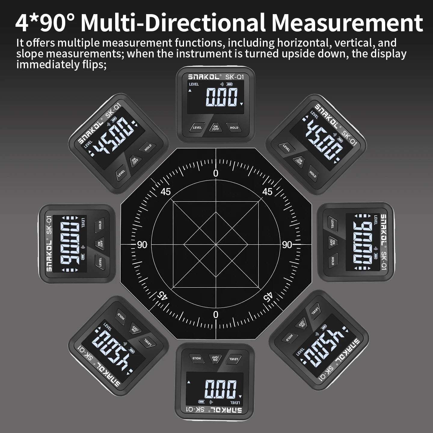 snakol Angle Protractor 360 Degree Mini Electronic Digital Protractor Inclinometer Angle Finder Gauge Measurement Box