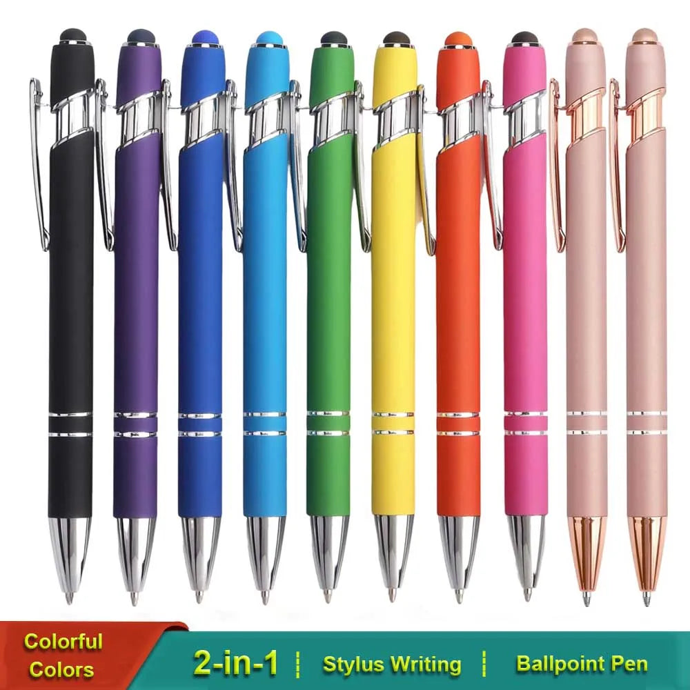 5-10Pieces Ballpoint Pen with Stylus Tip, Metal, 2 in 1 Stylus Ballpoint Pen 1.0 mm Black Ink  for Smartphone, Tablet