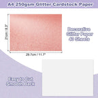 40Sheets A4 Glitter Cardstock Glitter Paper Card Stock Shiny Scrapbook 250gsm Sparkly Paper Large Shimmer for Scrapbook DIY Art