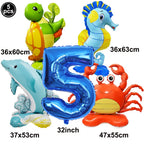Ocean Animals Theme Disposable Tableware Plates Napkins Cup Paper Straws Whale Turtle Balloon Under The Sea Birthday Party Decor