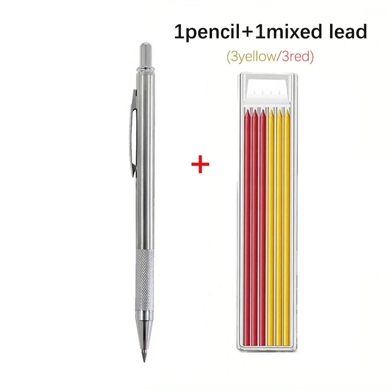 2.8mm Solid Woodworking Automatic Pencil Set with 2B Multicolor Lead Core Deep Hole Marking Architectural Design Marking Pen