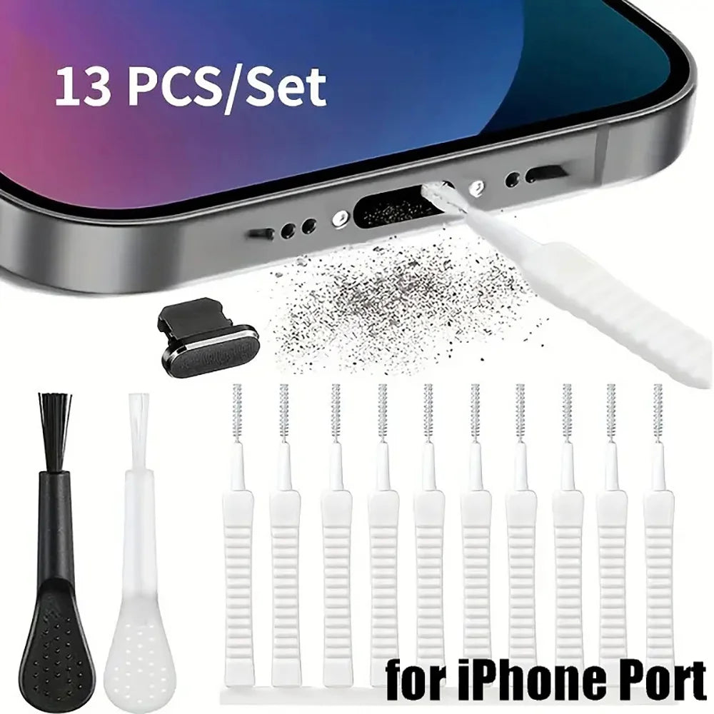 Mobile Phone Charging Port Type C Dust Plug for iPhone 16 15 14 Pro Max Cleaner Kit Computer Keyboard Cleaner Tool Clean Brush