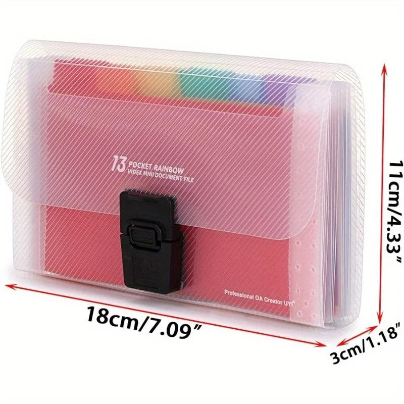 1pc A6 Expanding File Organizer 13-Pockets, Accordion Folder with Button Closure for Documents Receipts Cards, Document Wallet
