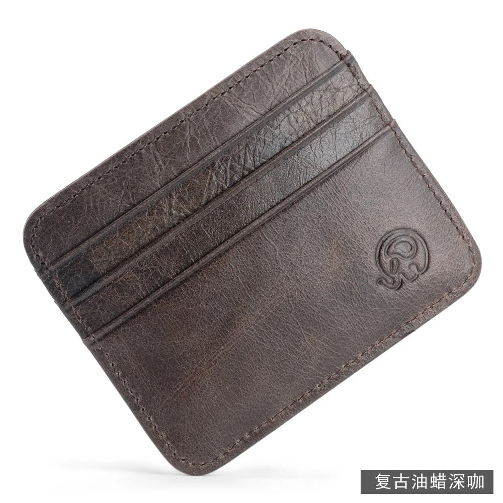 New Thin Genuine Leather Mini Wallet Slim Bank Credit Card Holder Men's Business Small ID Case for Man Purse 6 Slots Cardholder