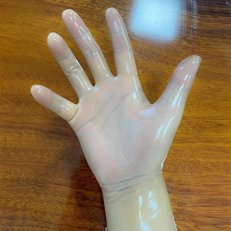 Latex Gloves Ultra Thin Transparent Glossy Shiny Waterproof Stretchy Smooth Intimate Use Couples Lifestyle Daily Hand Supplies