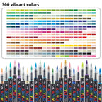 12-366 Colors Acrylic Marker Set Waterproof Acrylic Brush Marker Professional Acrylic Painting Marker DIY Art Supplies