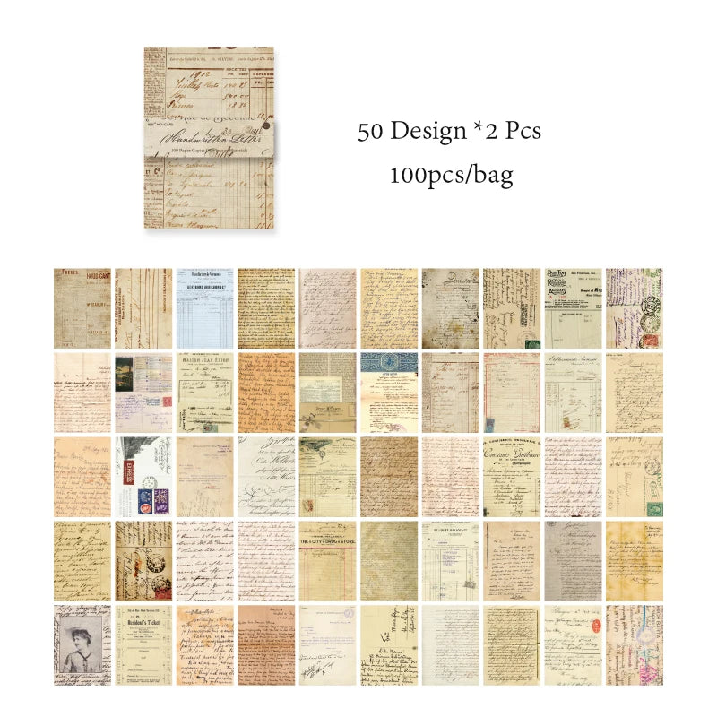 8 Style100Pcs/book Memo Material Paper Vintage Artistic Character Message Card Beautiful Flowers European Style DIY Hand Account