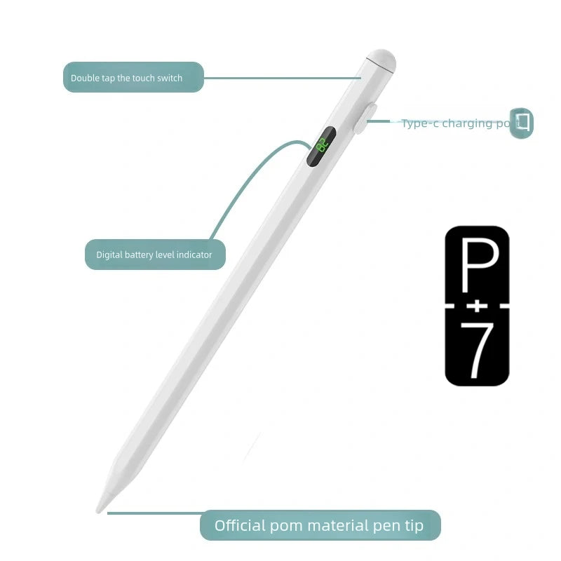 P+7 Universal Stylus Battery Display Pen For Android IOS Screen Touch Pen For iPad Huawei Xiaomi Honor Tablet Stylu   Penci