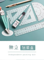 Compasses and Rulers 9-piece Set Kawaii Triangle Ruler Ruler Student Set Ruler Multi-functional Mathematical Drawing Compass Set