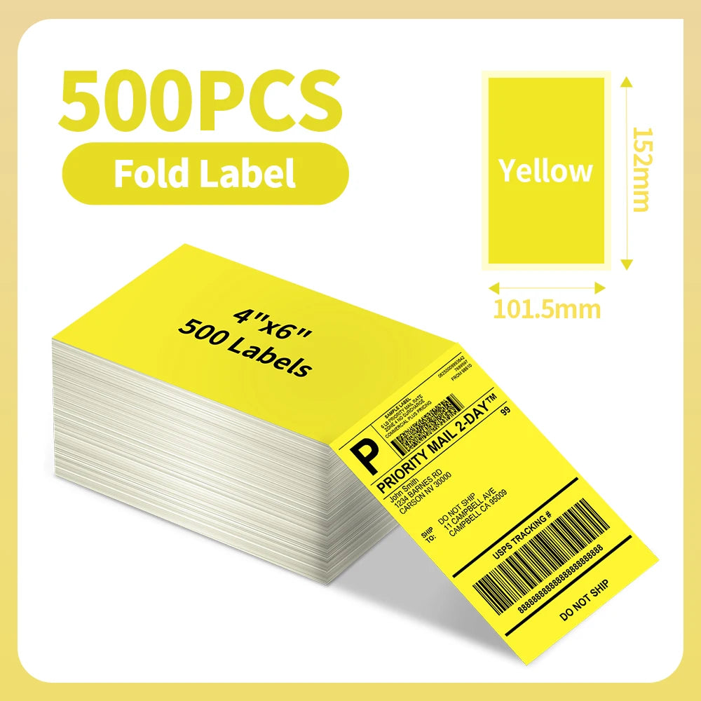 Phomemo 241BT 246S Thermal Label Printer Paper 100x150mm Fan-Fold Labels Shipping Supplies for Package Adress Business