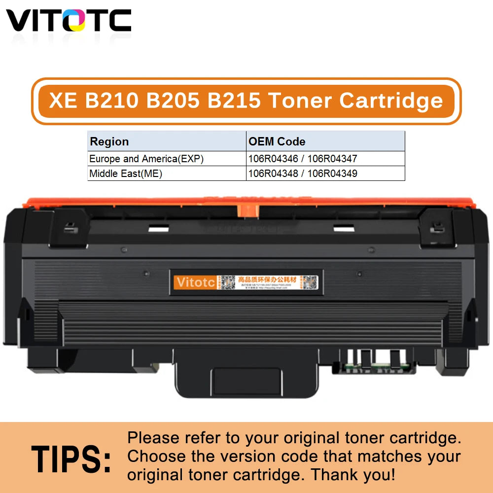 Compatible Toner Cartridge For Xerox B210 B205 B215 NI DNI MULTIFUNCTION PRINTER 106R04346 106R04347 106R04348 106R04349