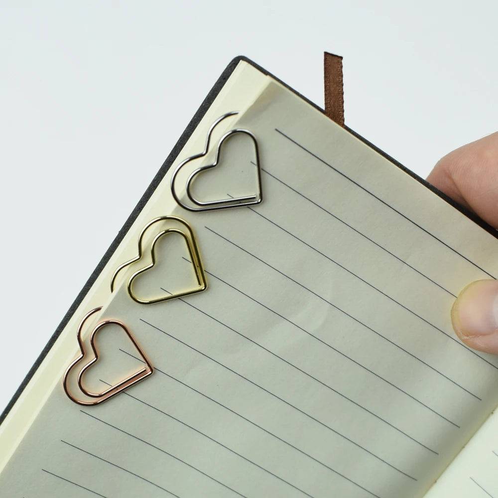 12-Piece Set Heart Paper Clips Colorful Binder for Love Notes Journaling DIY Craft School Supplies Office Organizing Party Favor