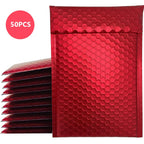 Laser Red 50Pcs Holographic Bubble Mailer Red Mailing Envelope Waterproof Courier Bag Padded Bubble Envelopes Pack Bag