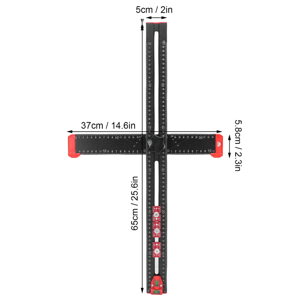 Aluminum Alloy T Square Hardware Jig 3 Sliderd Design Clear Markings Aluminium Alloy Body 60cm for Home Crafting Projects