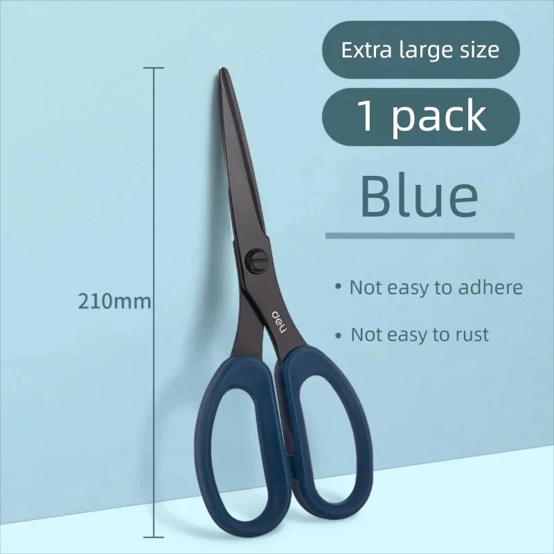 Deli 210/175mm Black Stainless Steel Scissors Business Office Stationery Home Shears Kitchen Knife Cutter Cutting Tool