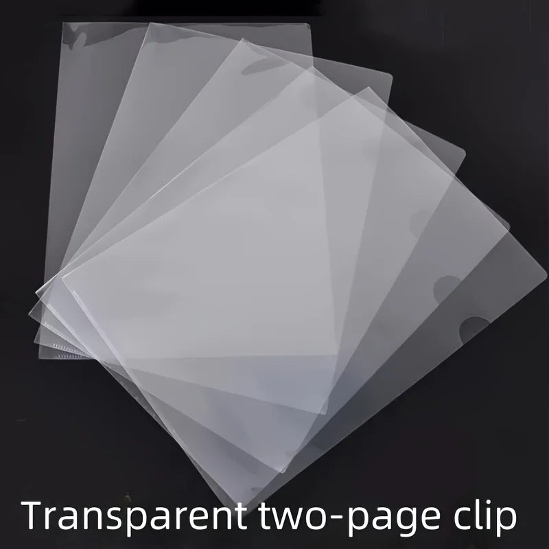 10pcs A4 Transparent L-Shaped File Folders - Waterproof and Durable PP Document Bags for Office Organization and Reusable