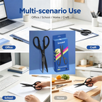 Black Office Scissors Thick Sharp Stainless Steel Blade Ergonomic Resin Handle Multi-purpose School Home Craft Cutting Scissors