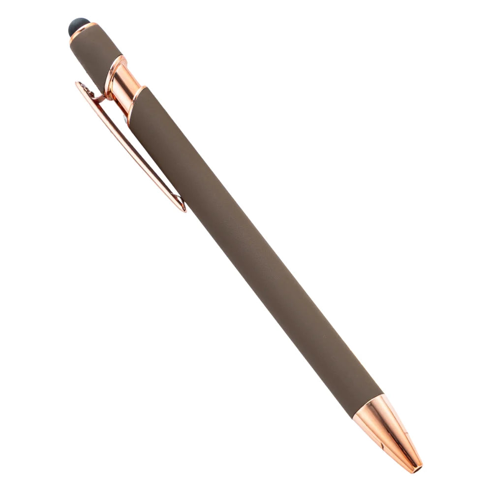 5-10 Pack 2-in-1 Stylus Pen, Retractable Ballpoint Pen w/ Stylus Tip for Touch Screen, Metal, 1.0mm Black Ink