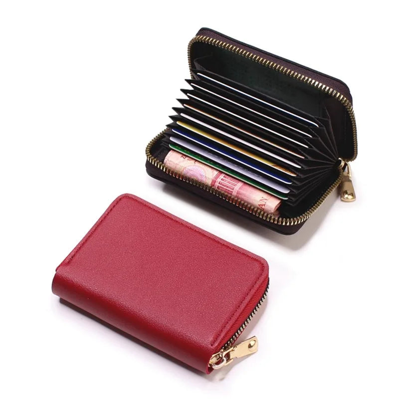 Compact Coin Purse Leather Business Credit Card Case Holder Travel Wallet for Women 20 Card Slots Small Card Pouch with