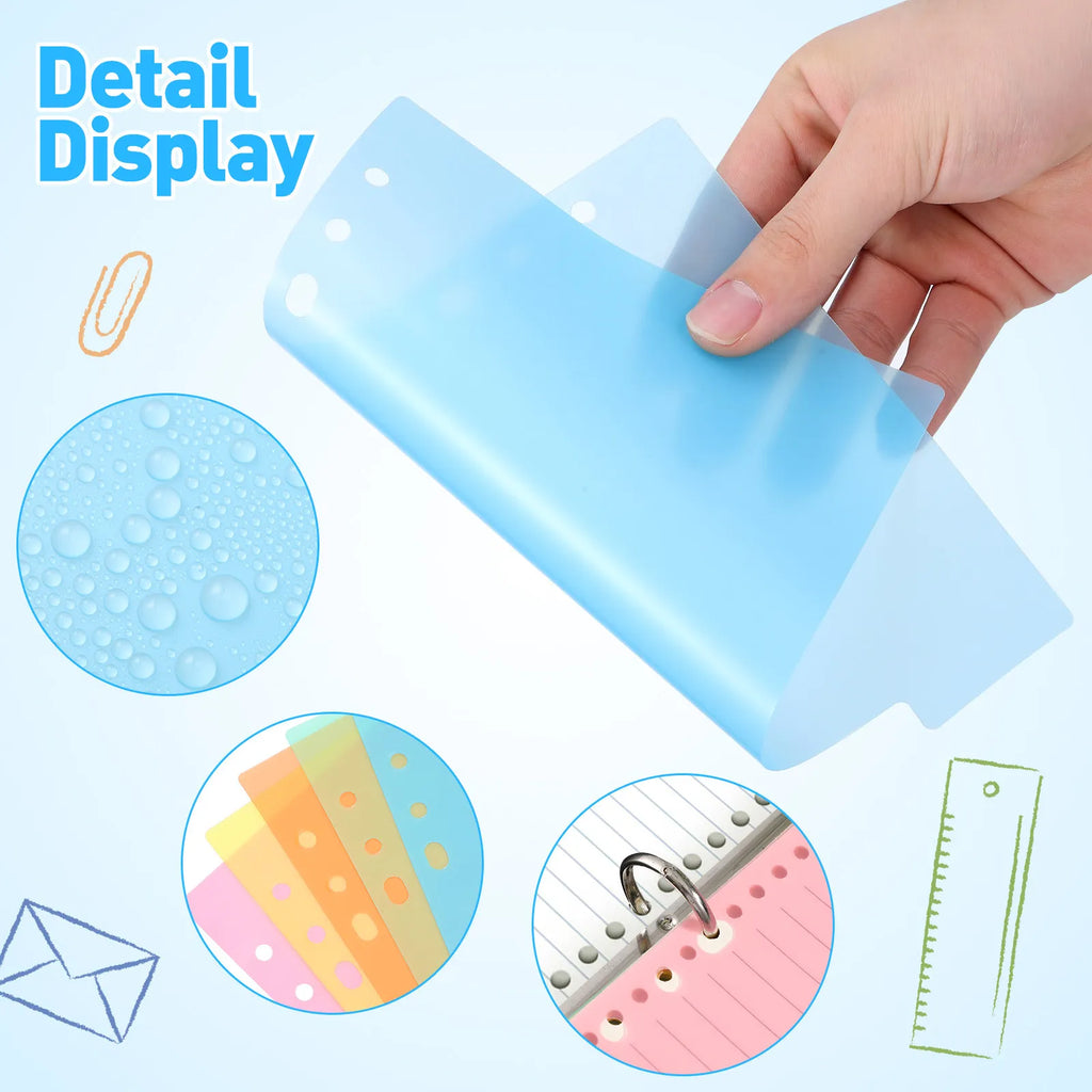 10Pcs Smooth Thick PP Plastic Dividers with Label Tabs for A5 6-Ring Binder Translucent Design Indexing Subject Separation