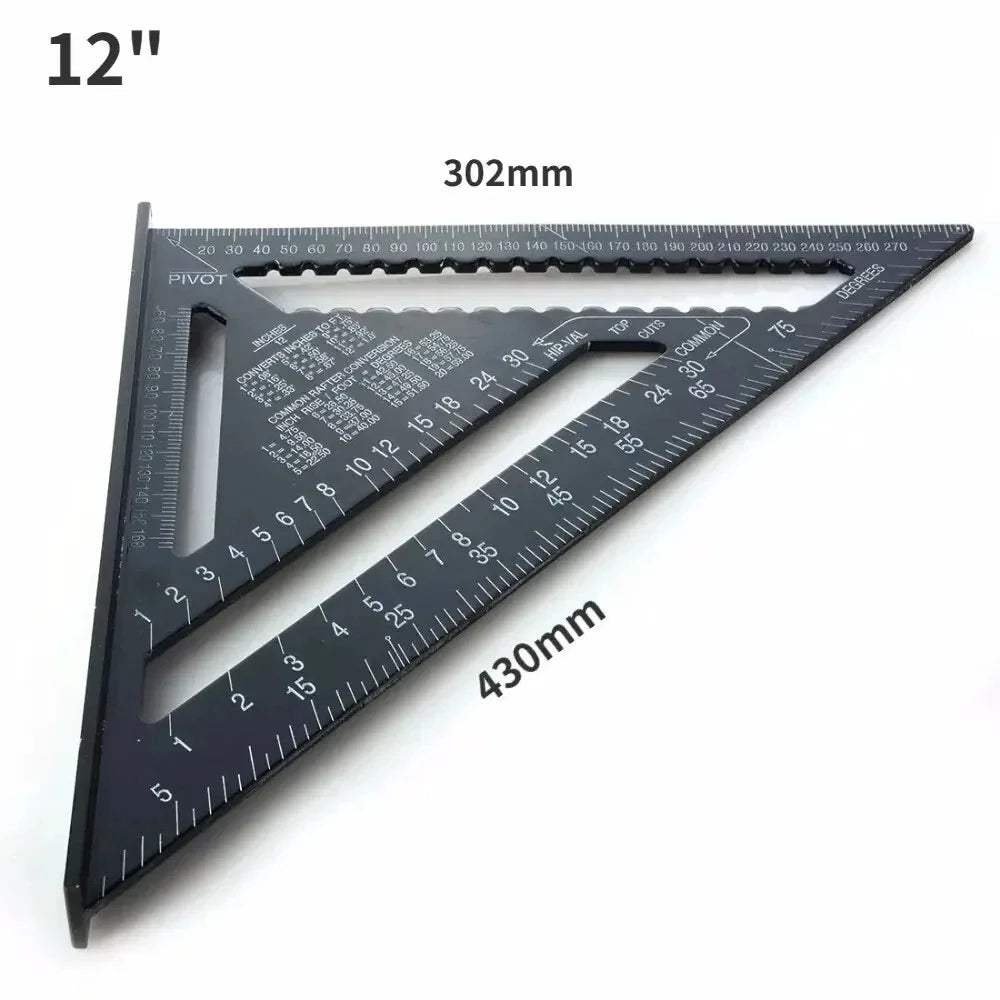 7''/12'' Square Measuring Tool Alloy Metal Triangle Ruler Protractor for Woodworking Carpenter