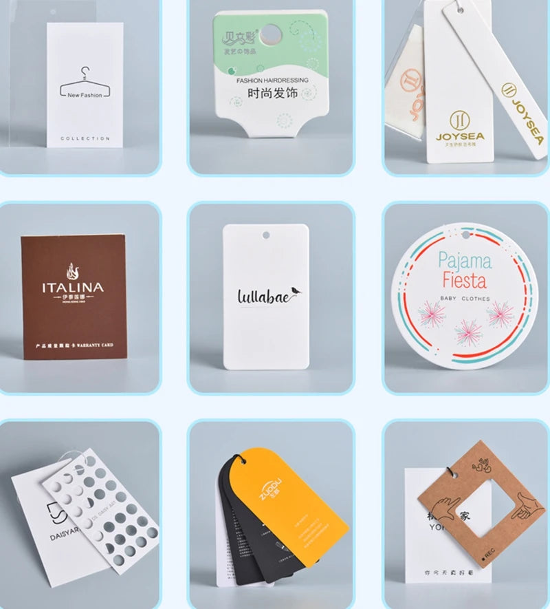 500PCS Custom Logo Any Size Shapes Clothing Hang Tags Paper Labels Brand Business Handmade Merchandise Hang Personalize
