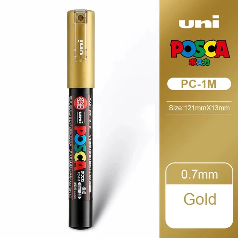 1pcs Japan UNI POSCA Marker Pen PC-1M/3M/5M POP Poster Graffiti Permanent Acrylic Marker White Black Gold Silver Art Supplies