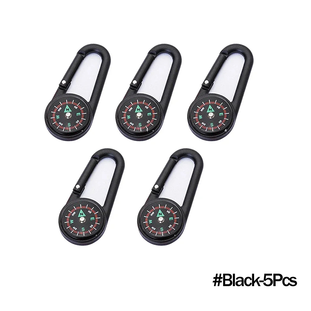 Outdoor Compass Carabiner Mini Camping Keychain Mountaineering Hiking Backpack Buckle with Compass Survival Children Gifts