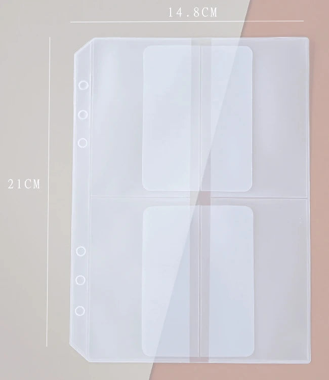 A5A6  5Pcs Binder Zipper Folders For 6-Ring Notebook Binder Transparent Loose Leaf Document Filing Bags