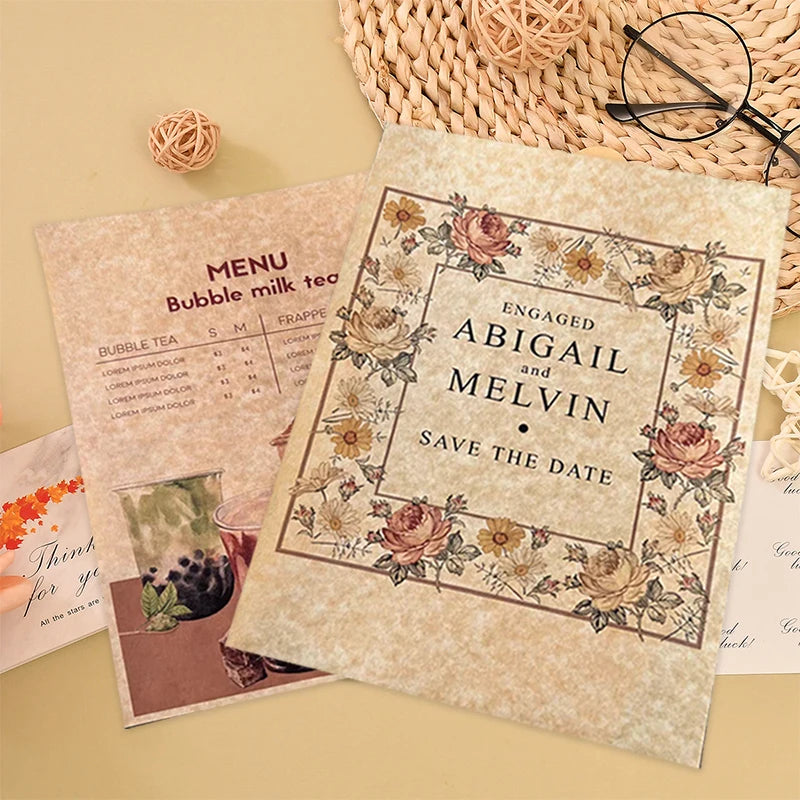 A4 20pcs 100/200G Vintage Retro Parchment Paper Certificate Printing Cover Paper Hand Account Menu Greeting Card DIY Lampshade.